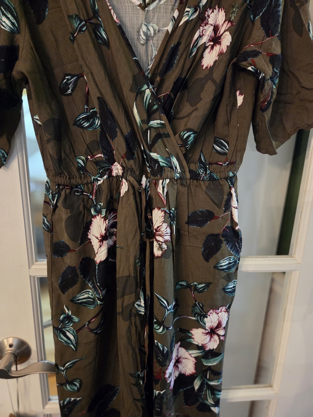 City Chic Floral Olive Green Midi Jumper - Women - Size 14 - Picture 10 of 11